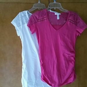 Ambiance Maternity Ruched Cotton Blouses